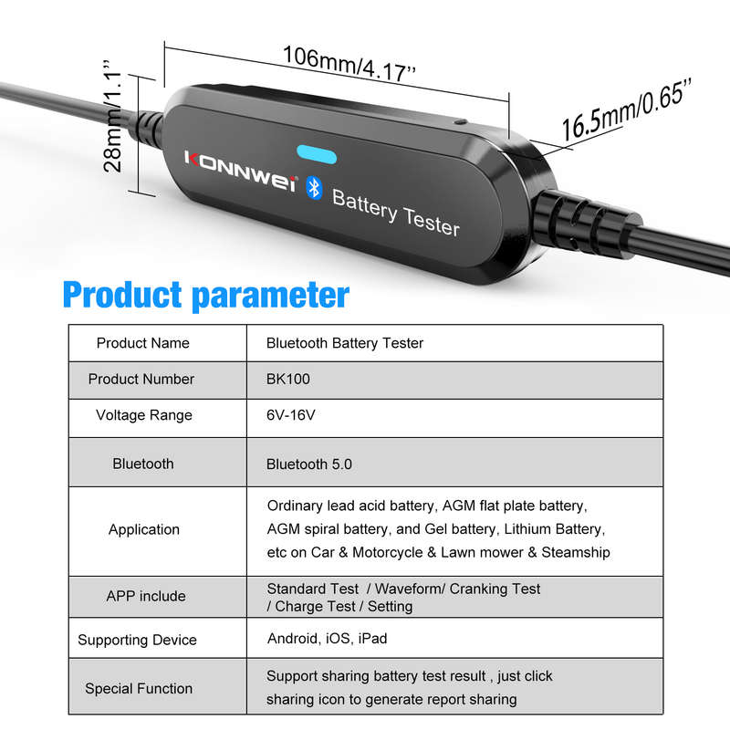 Wireless BT Car battery tester