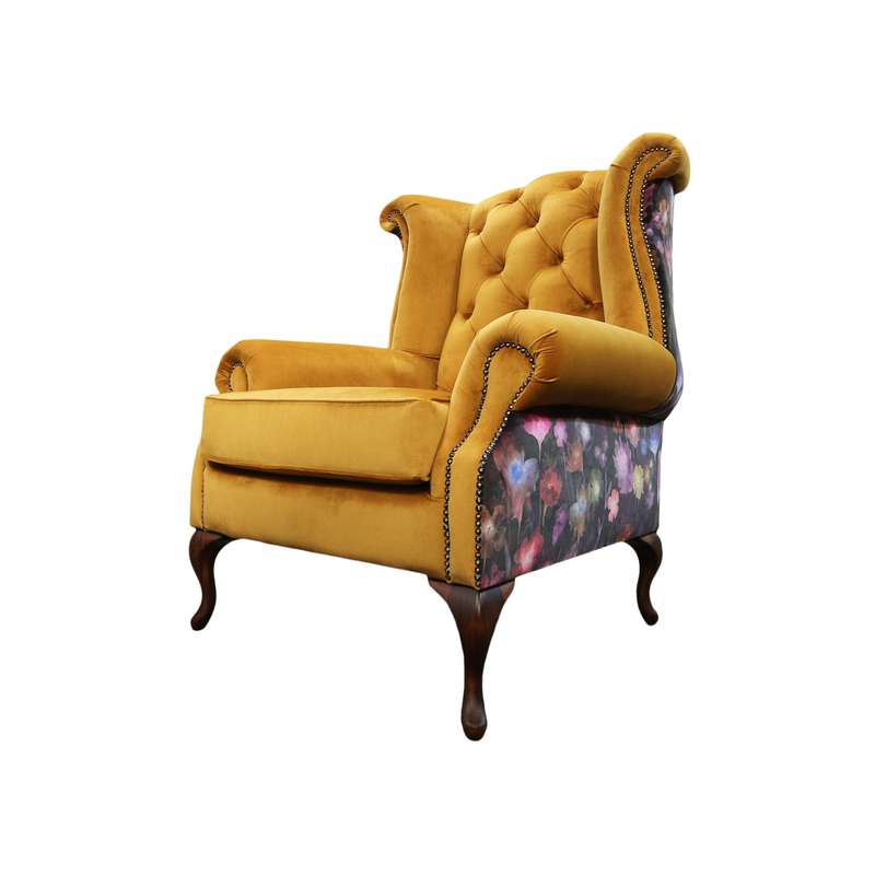 Floral Chippendale style Wingback Chair