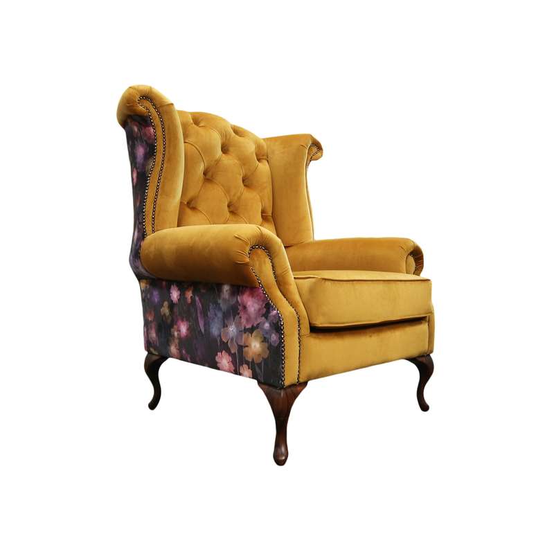 Floral Chippendale style Wingback Chair