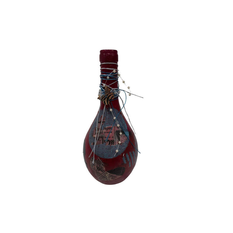 Medium Bottle Pink With Hearts And Pearls