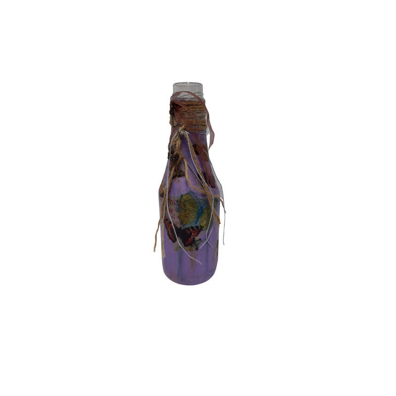 Medium Bottle Purple With Small Butterflies