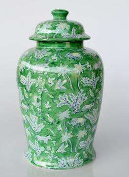 Large Green and Blue Animal Jar