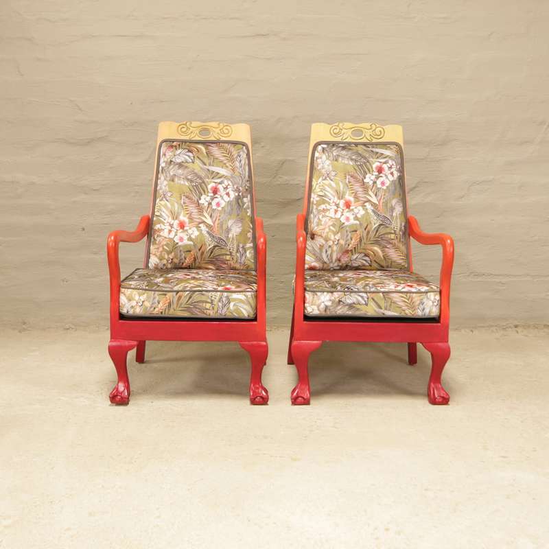 Antique Ombre Arm Chairs