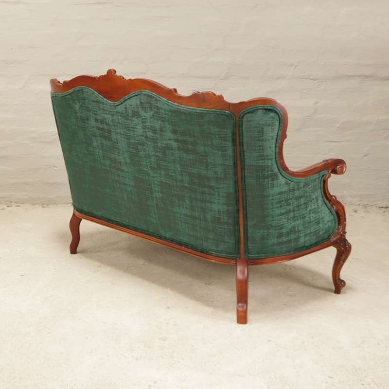 Antique French Carved Sofa in Bright Florals