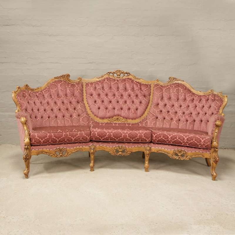 Italian Carved 3 Seater Sofa in Oak