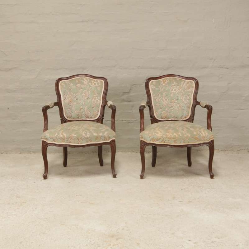 Vintage Mahogany Louis XV-style Armchairs