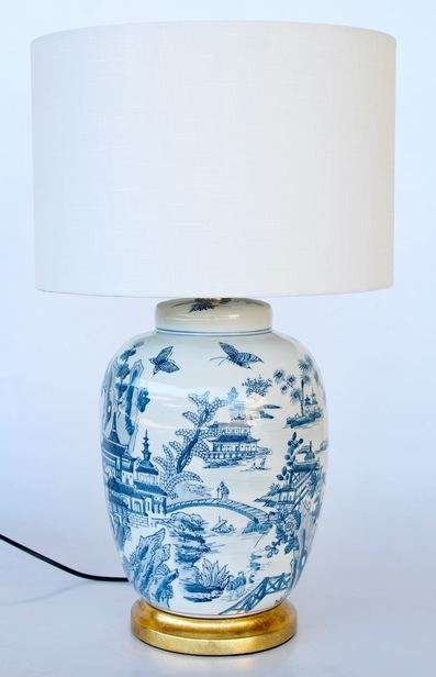 Blue and White Willow Lamp