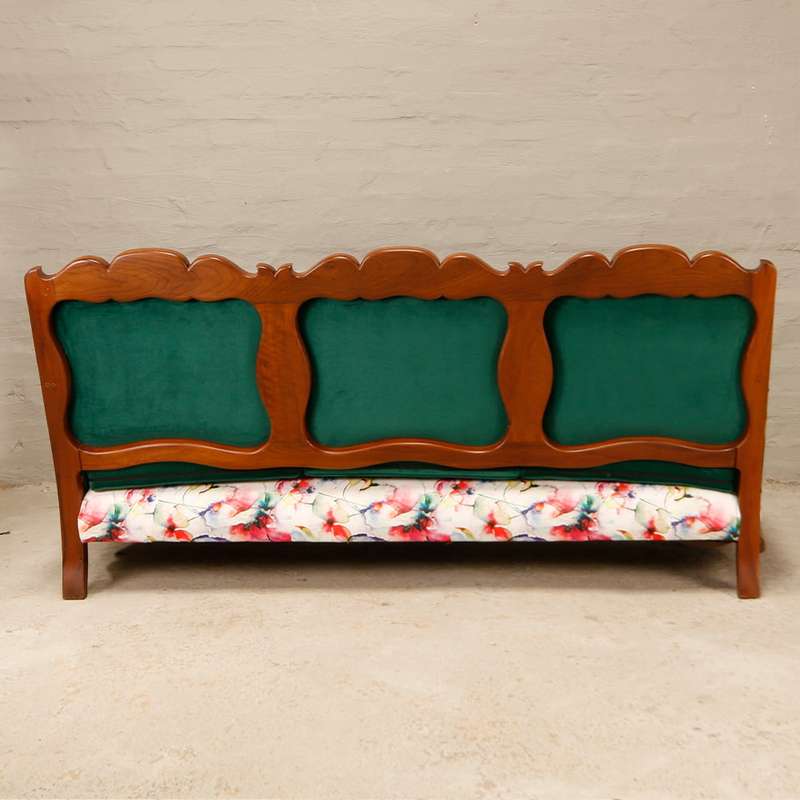 Antique Green and Floral Ball And Claw 3 Seater Sofa