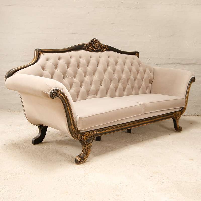 Victorian carved 3 Seater Sofa with velvet