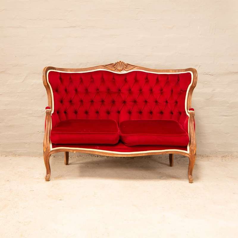 Victorian 2 Seater Sofa in red Velvet