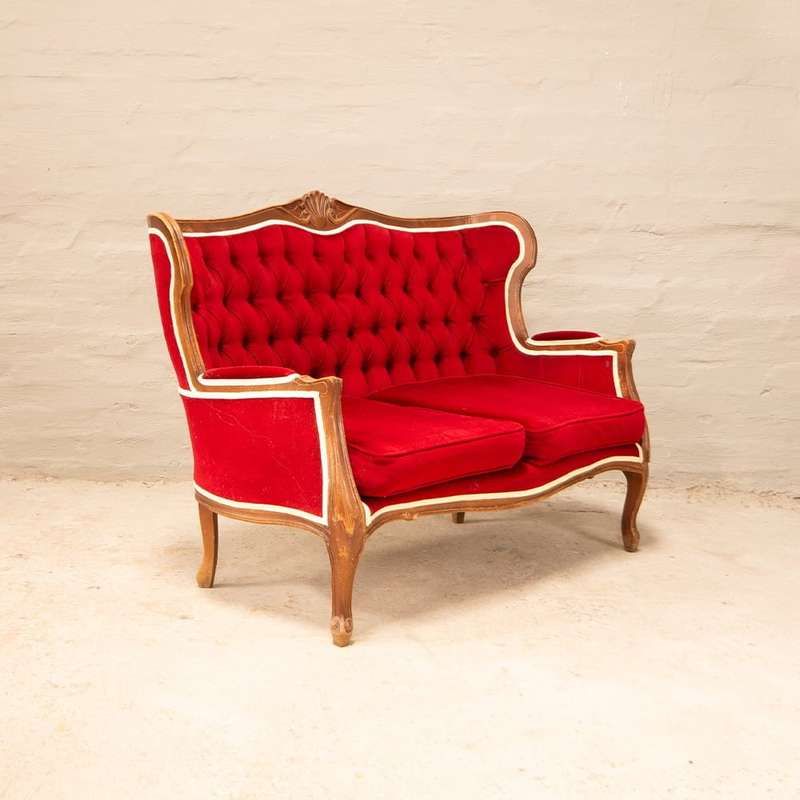 Victorian 2 Seater Sofa in red Velvet