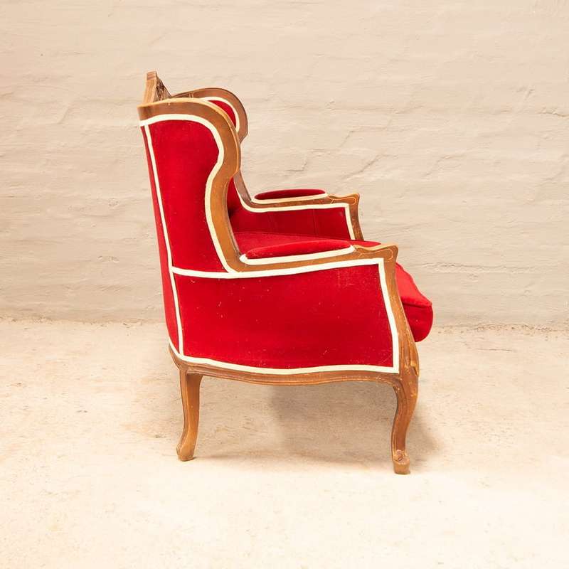 Victorian 2 Seater Sofa in red Velvet