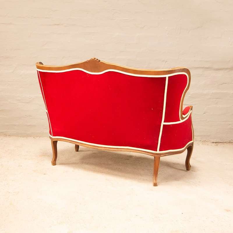 Victorian 2 Seater Sofa in red Velvet