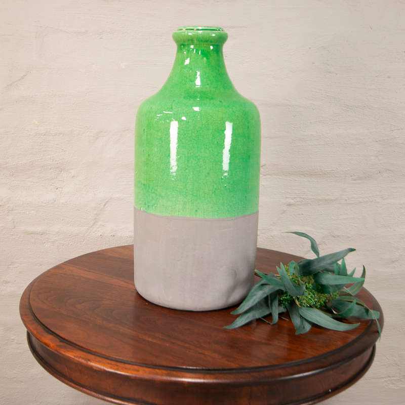 Tall Green and Grey Vase