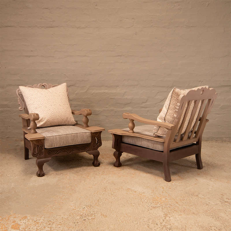 Brown Ball and Claw Chairs
