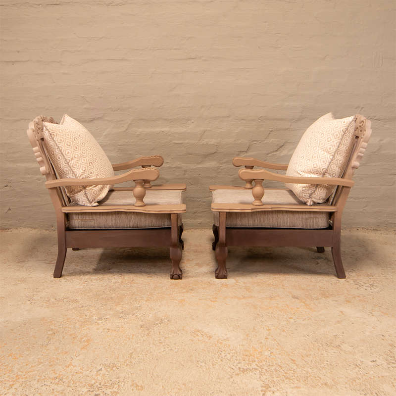 Brown Ball and Claw Chairs