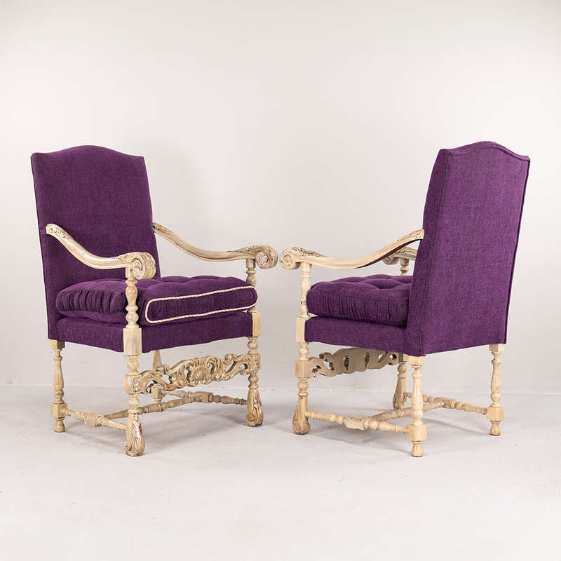 Continental Carved Arm Chairs