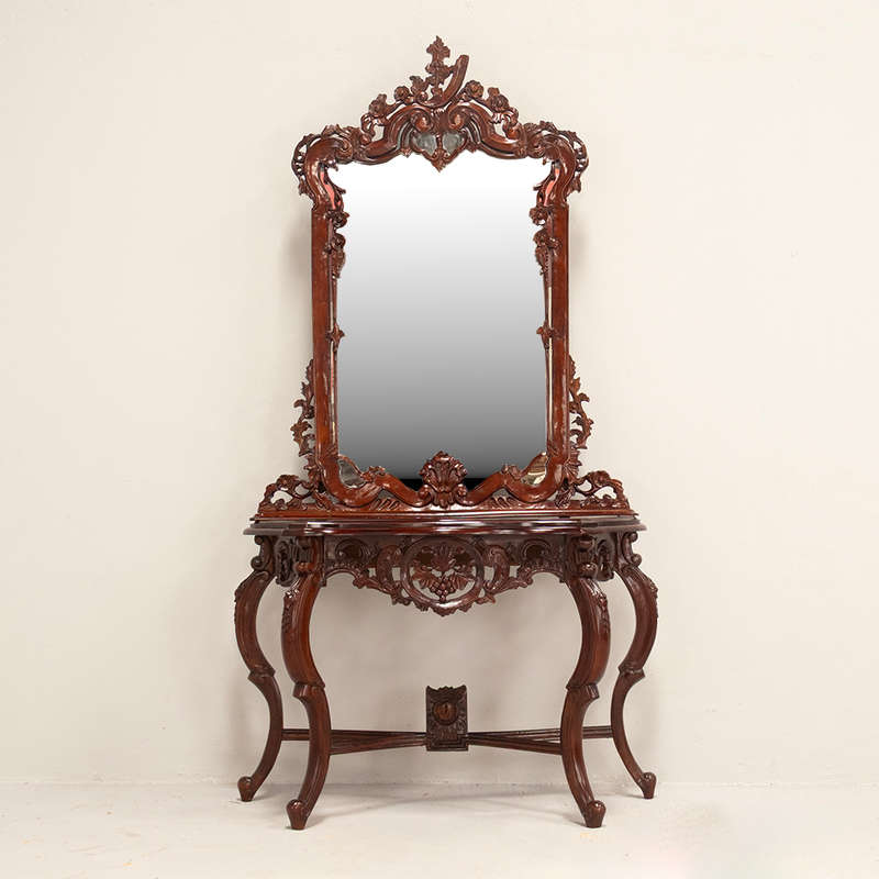 Carved Console with Mirror