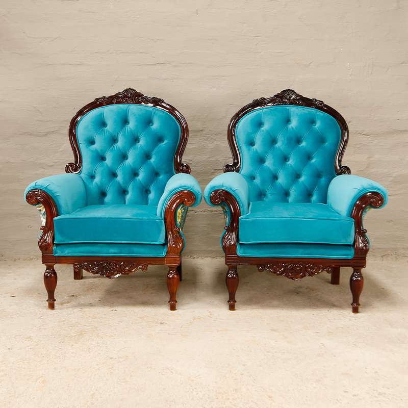 Victorian carved Armchairs