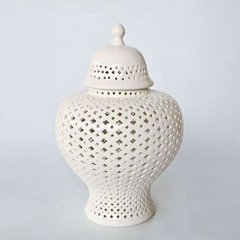 White Cutout Ginger Jar