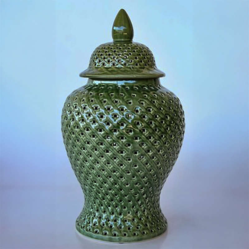 Green Cutout Ginger Jar