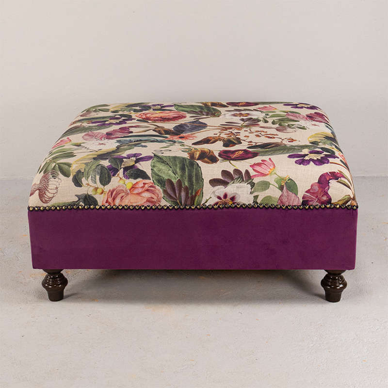 Floral Purple Ottoman