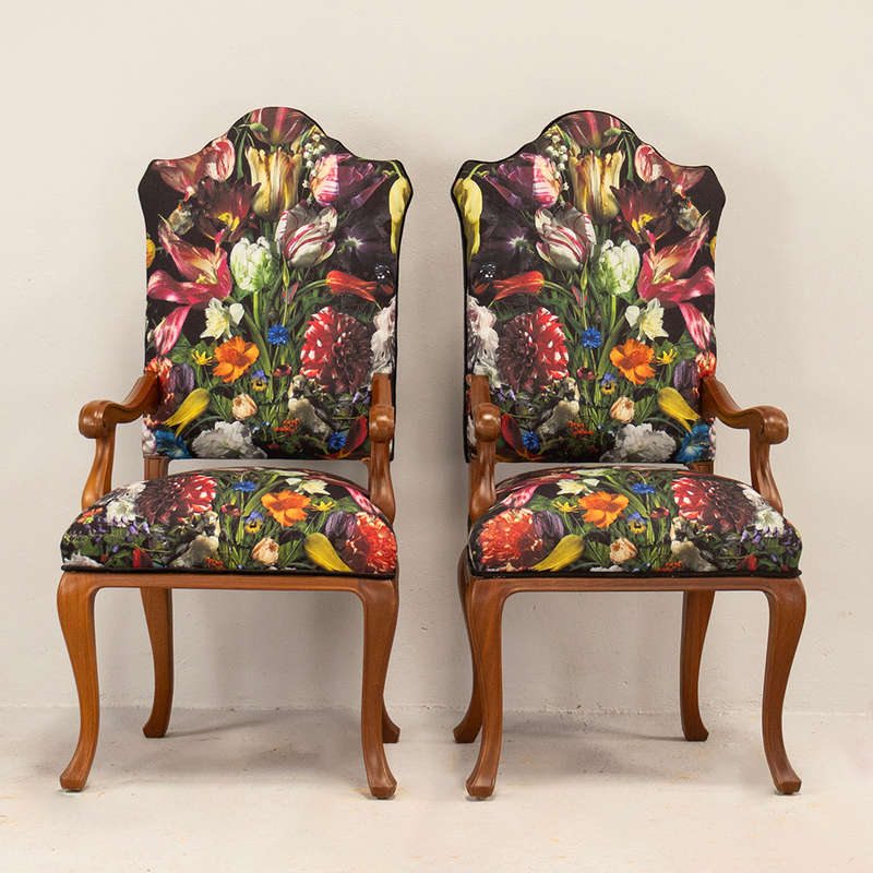 High back Floral Chairs