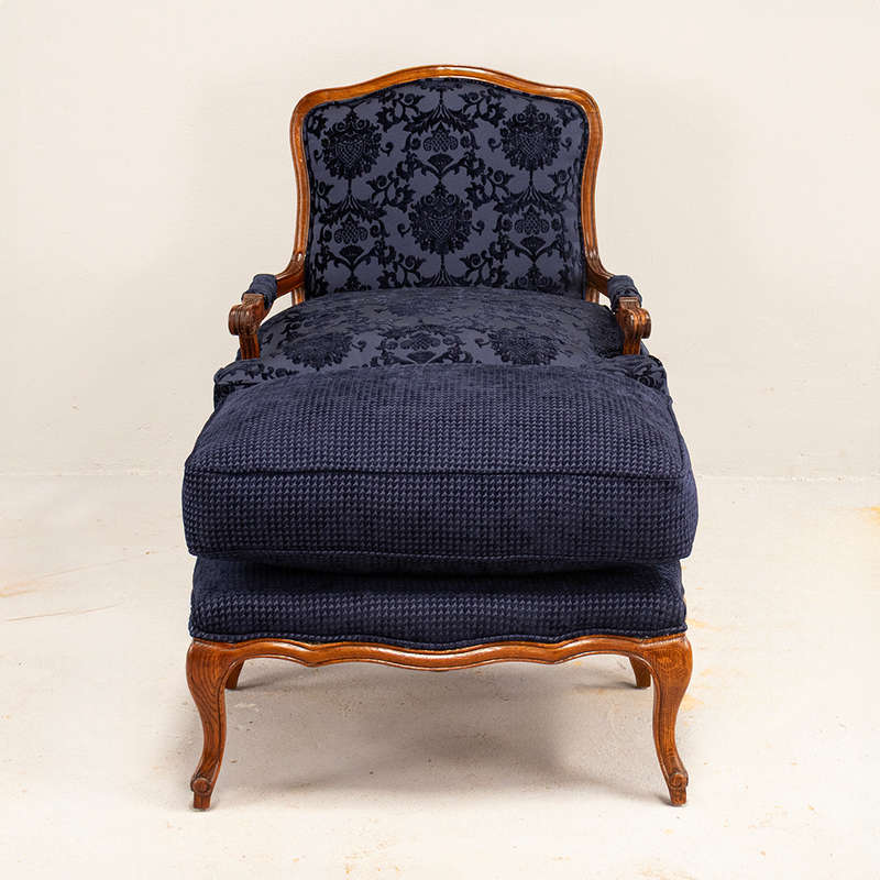 French Carved Chair with Footstool