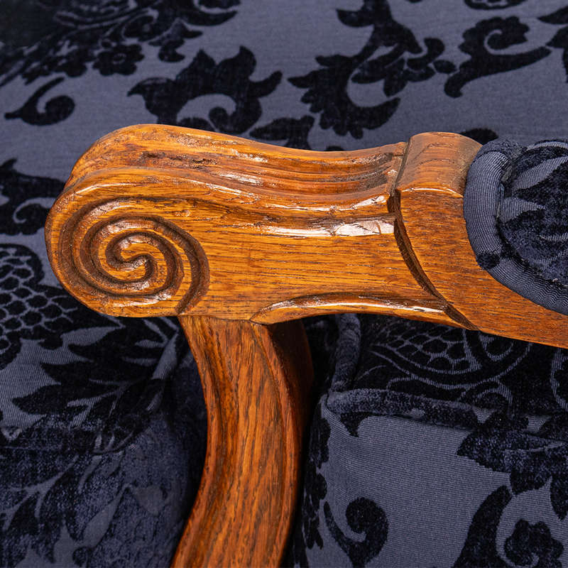 French Carved Chair with Footstool