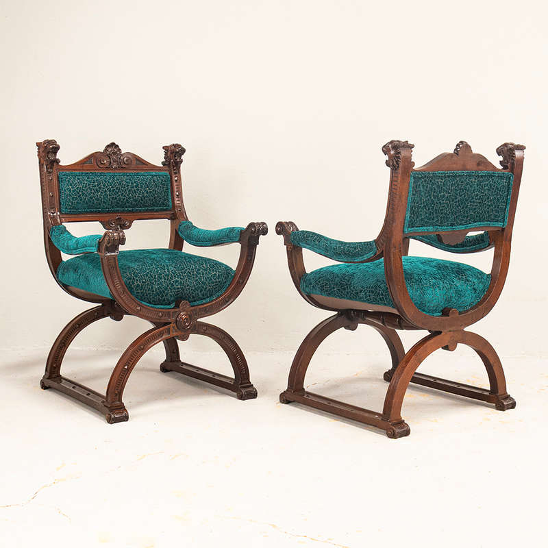Renaissance Dagobert Curule Arm Chairs
