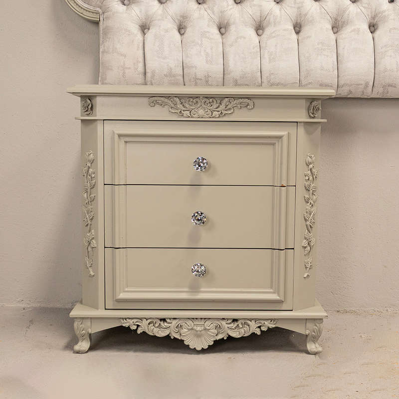 Grey Headboard and Pedestals