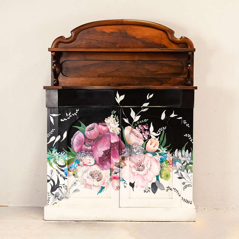 Mahogany Floral Victorian Chiffonier