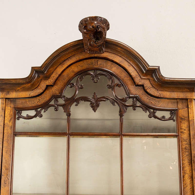 Dutch Walnut Bombe Vitrine