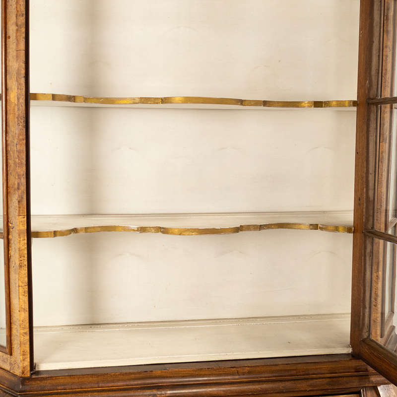 Dutch Walnut Bombe Vitrine