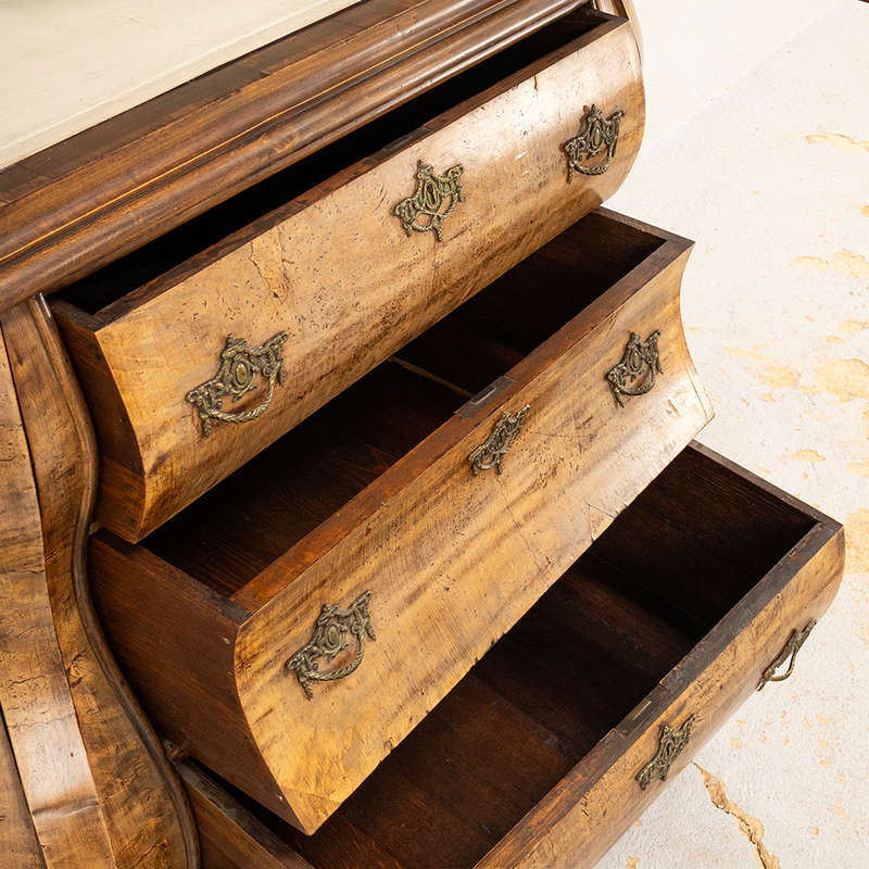 Dutch Walnut Bombe Vitrine