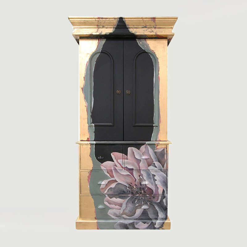 Gold Gilded Floral Cupboard