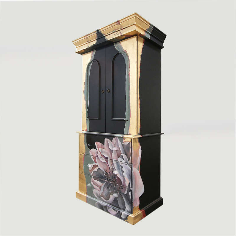 Gold Gilded Floral Cupboard