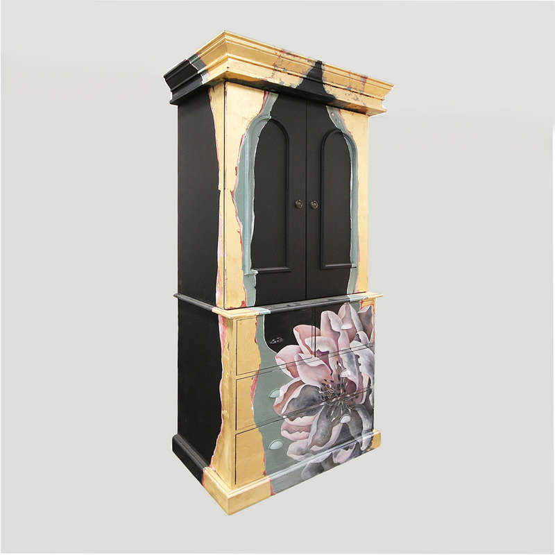 Gold Gilded Floral Cupboard