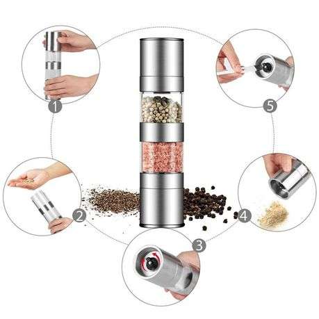 2 in 1 Stainless Steel Salt and Pepper Grinder