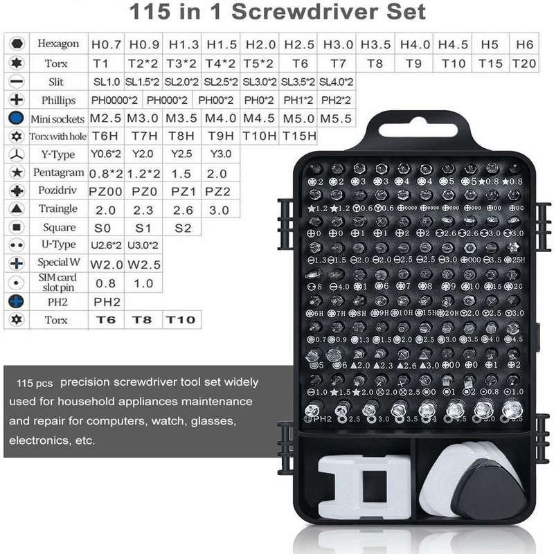 115-in-1 Ultimate Magnetic Precision Screwdriver Bits & Mini Tool Kit Set
