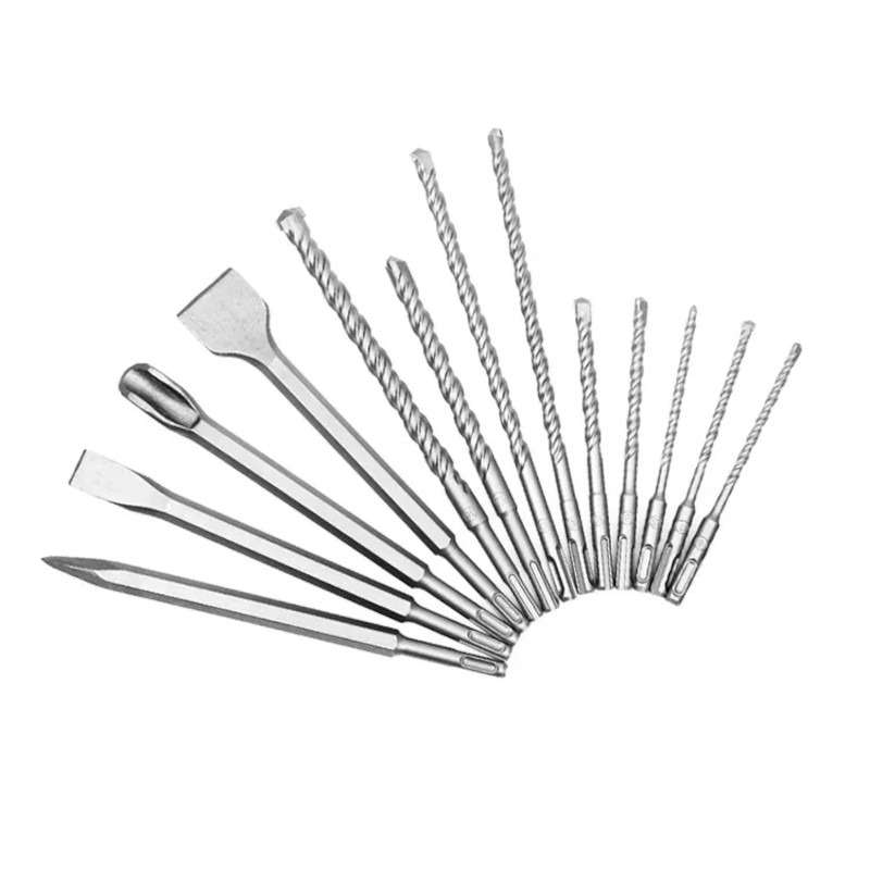 13pcs Masonry Concrete SDS impact drill bits and Chisel In plastic box