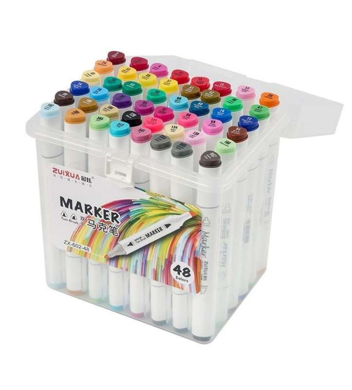 48 Colour Double Sided Art Marker Set