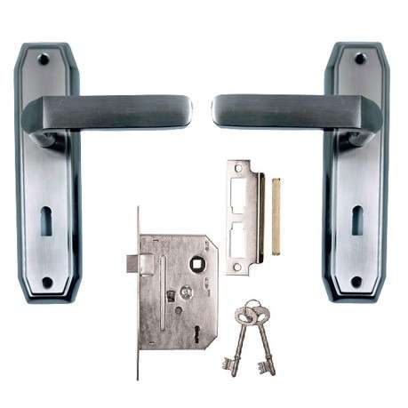 Chrome Plated Door Lock Set with Square Handles