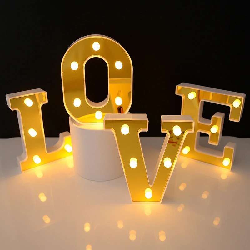 LED Letter Lights Gold 22cm