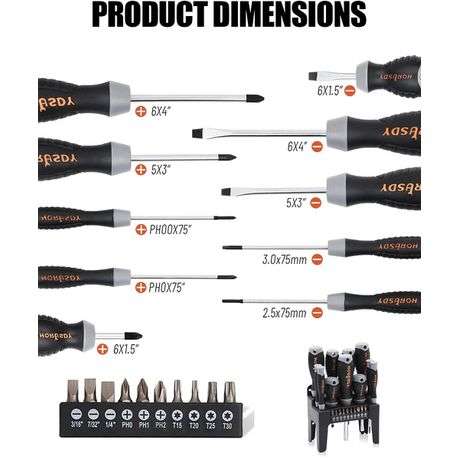 21-Piece Magnetic Screwdriver Set with Bits and Stand
