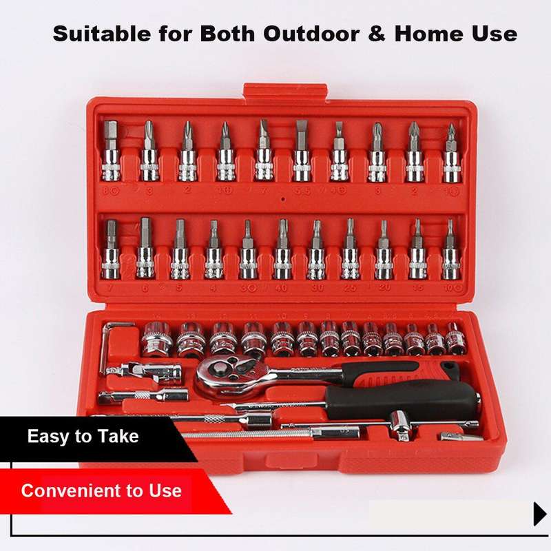 46 Pieces 1/4-Inch Socket Set