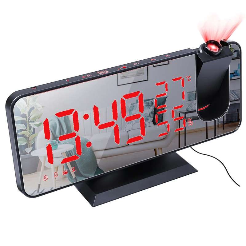 Mirror clock-LED Projection Alarm Clock