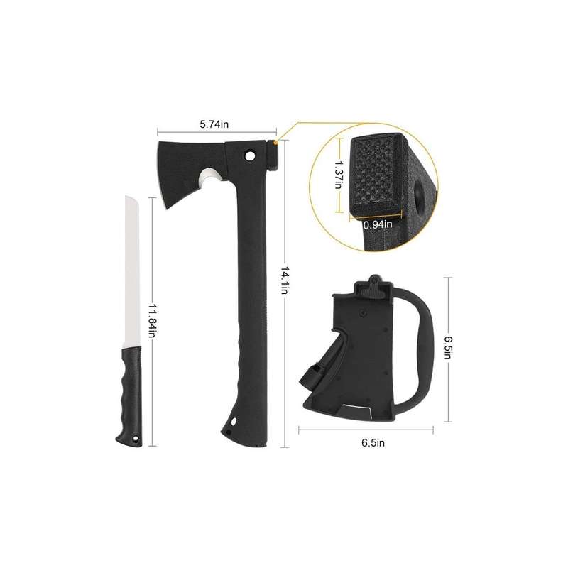 Camping Axe + Knife + Flint + Whistle - Amazon Jungle Survival Tomahawk