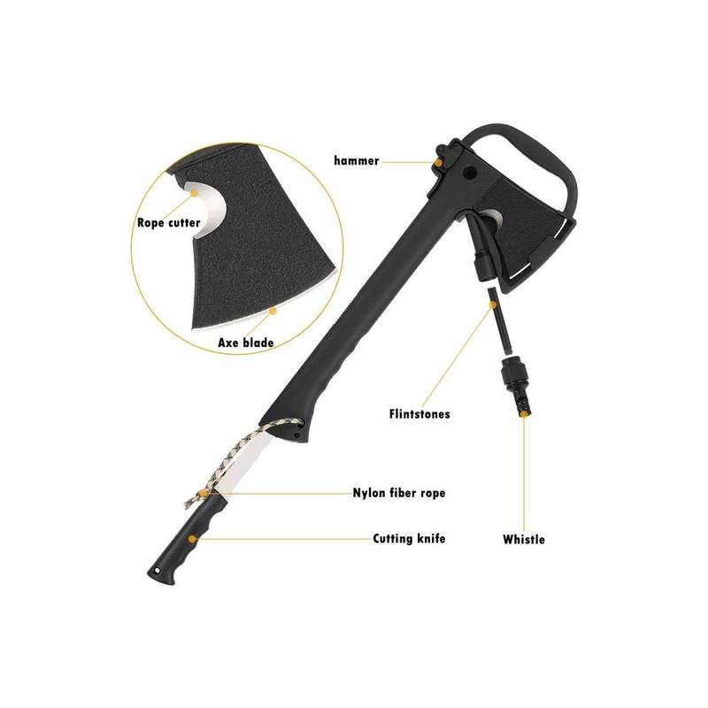 Camping Axe + Knife + Flint + Whistle - Amazon Jungle Survival Tomahawk