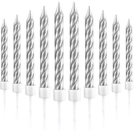 Cake Candles Spiral Silver 10 pack